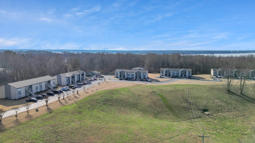Aerial view of a Sweet Home–managed apartment community in the Southeast